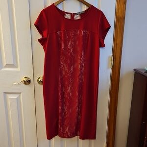 Avon Elegant Red Lace Midi Dress